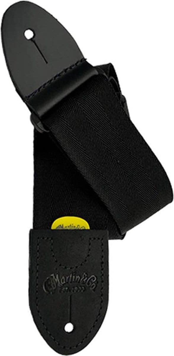 Martin SPA 18A0104 gitaarriem, geweven, 6,3cm. breed, met logo, zwart