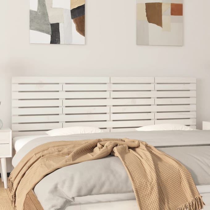 vidaXL - Hoofdbord - wandmontage - 166x3x63 - cm - massief - grenenhout - wit