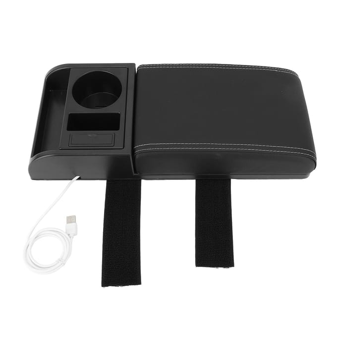 Auto Middenconsole Armsteunkussen met USB-interface Multifunctionele Verstelbare Breedte Armsteun wit