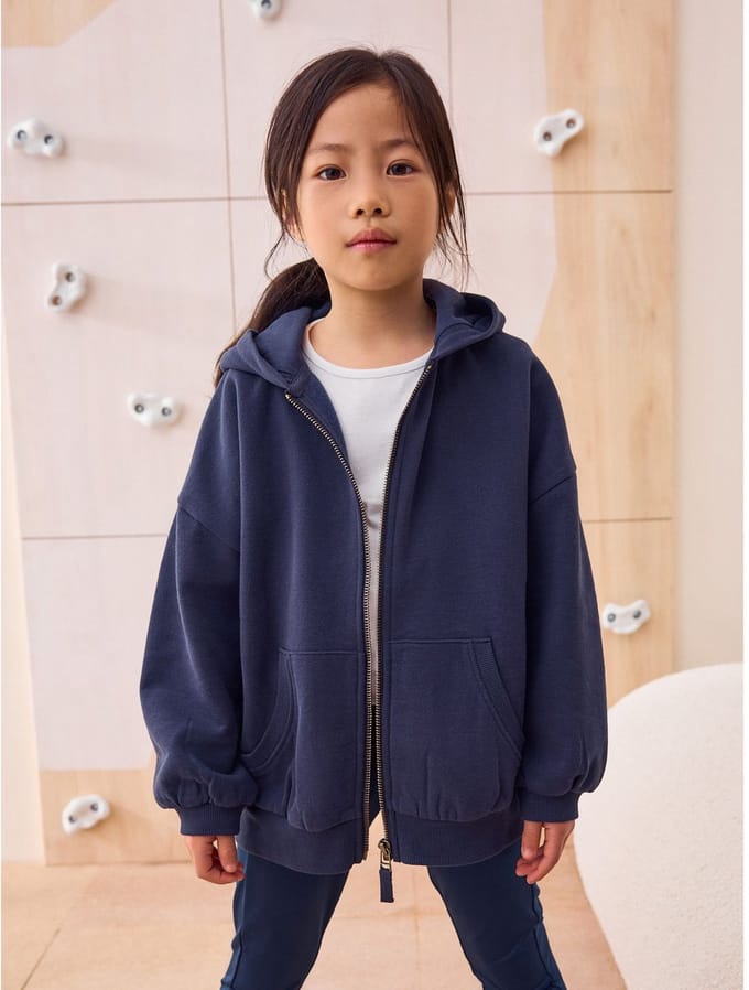 Next - Meisjes - Katoenrijke sporthoodie met ritssluiting - Blauw