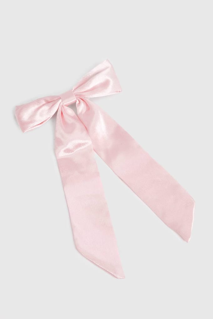 boohoo Dames Satijn Babyroze Haarstrikclip | Baby Roze