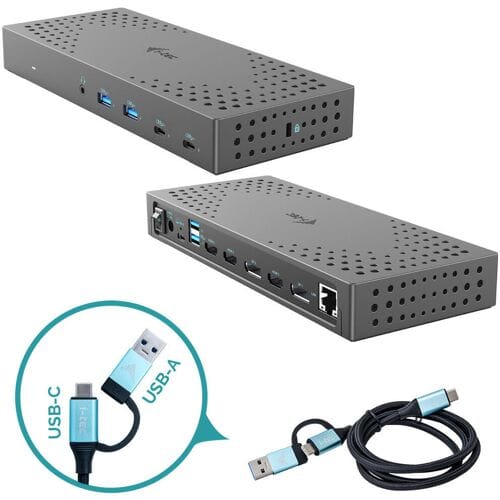 i-Tec - Universeel USB-C/Thunderbolt Docking Station - 3 x 4K Video uitgangen - 4 x USB-A (10Gbit/s) - 2 x USB-C (10Gbit/s) - Ethernet - Audio - 100W opladen