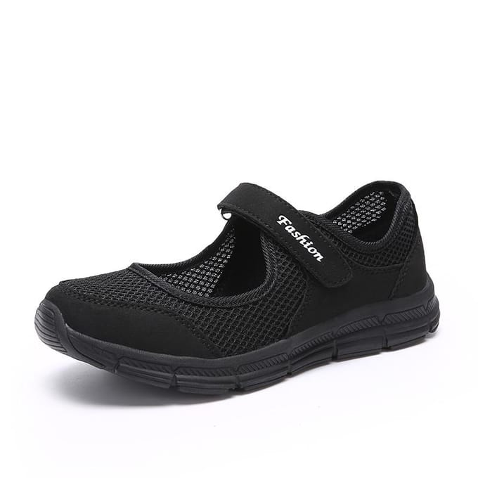 Dames van middelbare leeftijd Casual mode holle platte bodem knoop luie sneakers maat 35-43 39 black