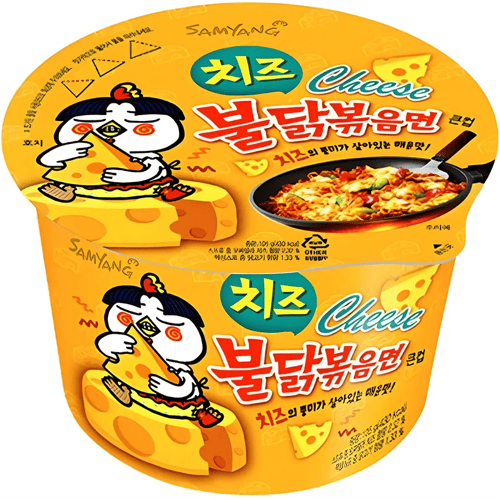 Samyang Buldak Hete Kip-Ramen Met Kaas - 6 Kuipjes Pittige Instant Noedels Met Kaassmaak (70g per Kuipje)