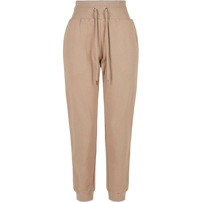 Urban Classics - Organic High Waist Dames joggingbroek - S - Creme