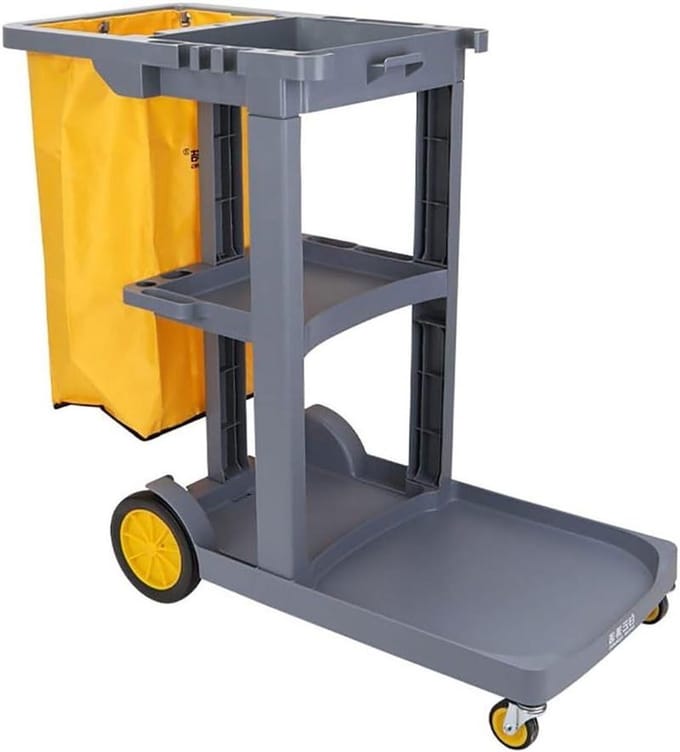 Schoonmaakwagen - Schoonmaakkar - Efficiënt Schoonmaken - Ruim Voorplatform - 3 Schappen - Grijs