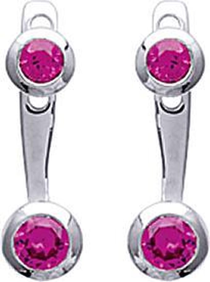 Amanto Oorbellen Dot Red - 925 Zilver Gerhodineerd - 4x14mm