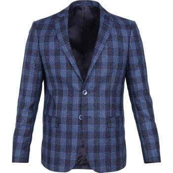 Suitable Prestige Colbert Amqui Ruit Blauw - Maat 48 - Heren blazer
