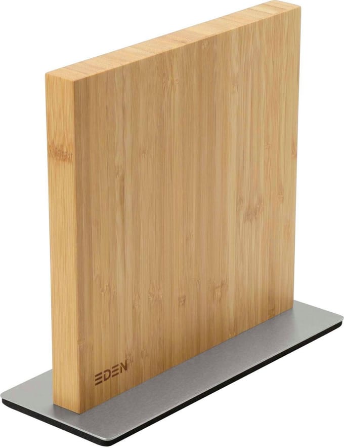 Eden Magnetic Knife Block EQB103 Magnetisch Messenblok, Bamboehout, Stalen Basis, 23 x 25 cm