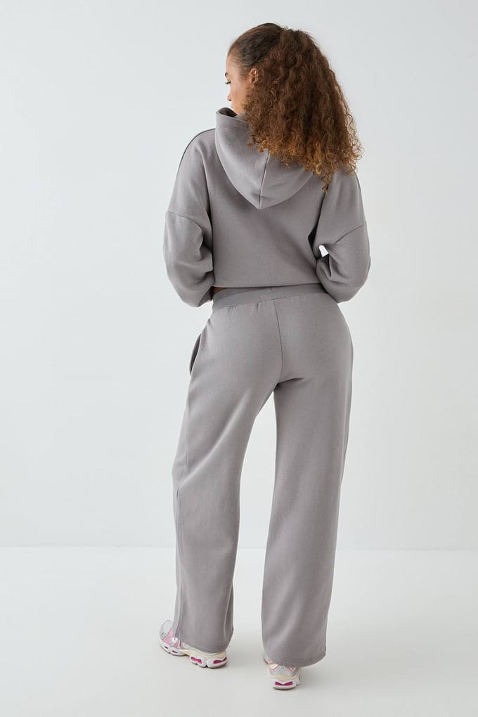 Dames DSGN Studio Deep Hem Boxy Crop Zip Through Hooded Tracksuit | Houtskool | Maat: 3XL