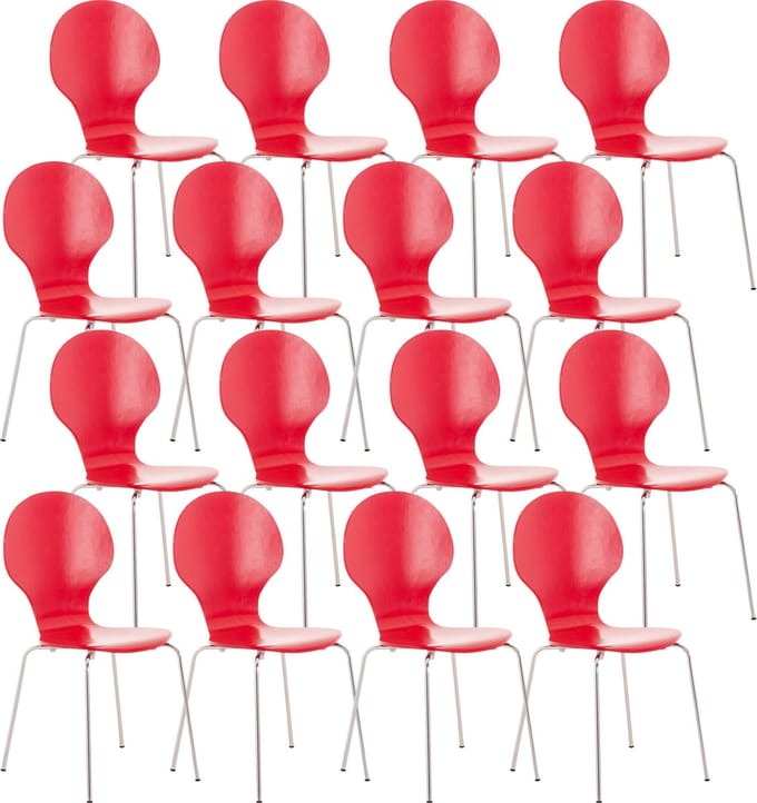 CLP Diego Set van 16 bezoekersstoelen Hout/rood