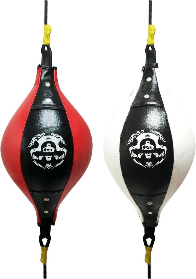 Boksbal - Training bal - Fitness training - Ruitstructuur ontwerp - 38 x 18 cm - Zwart/Rood