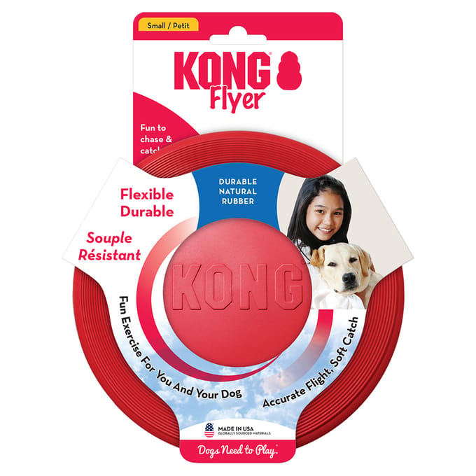 Kong Flyer S - Kauwspeelgoed - 254 mm x 176 mm x 18 mm - Rood