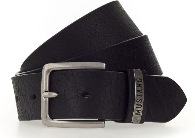 MUSTANG Leren Riem Classic Leather Belt W80 Black Zwart
