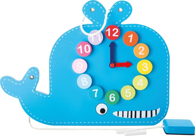 Small Foot Walvis Leer Klok Kijken Hout 39 X 29 Cm