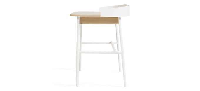 Harto Victor bureau   - Eiken metaal wit glanzend