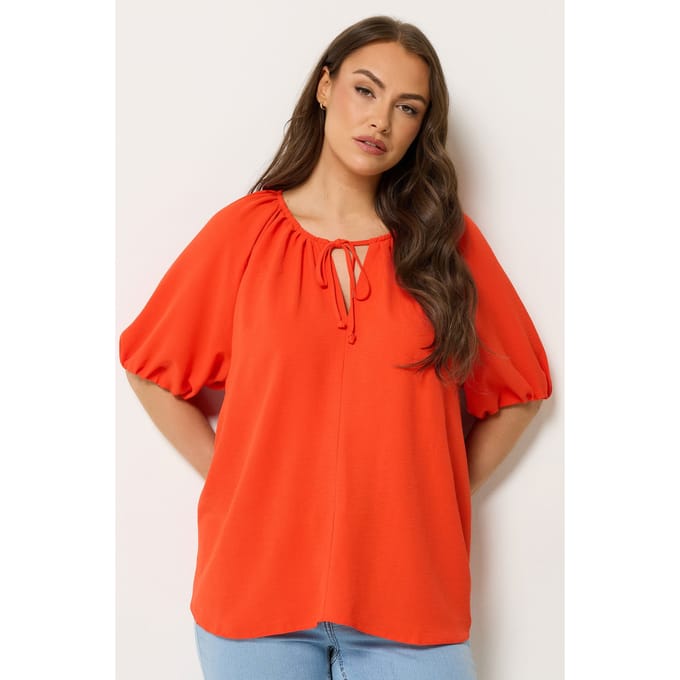 Yours Oranje Blouse Met Ballonmouwen Size 46