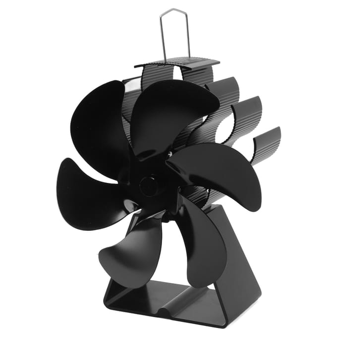 Open haard Kachelventilator 6 Bladen Stil Hittebestendig Hitteaangedreven Kachelventilator voor Houtblokken black