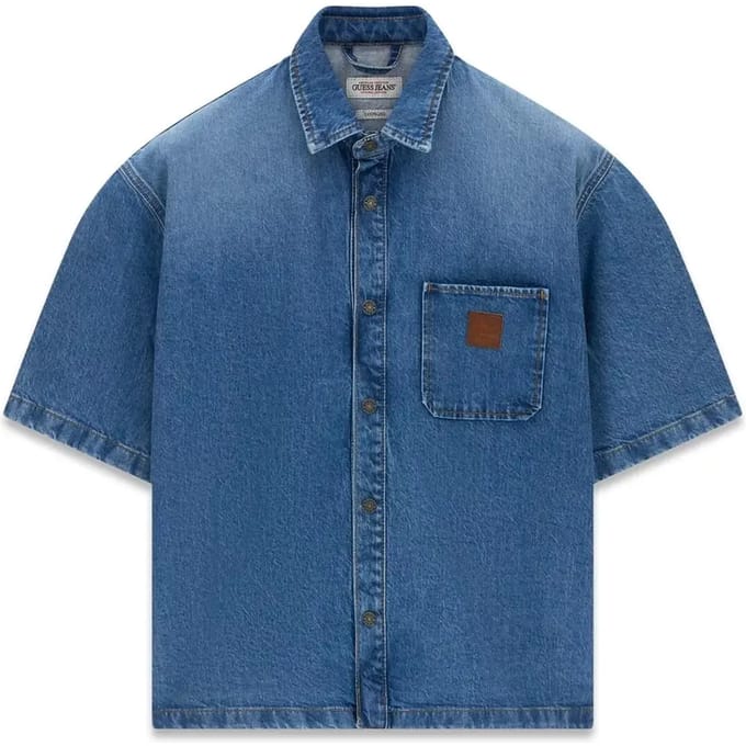 man blauw denim shirt