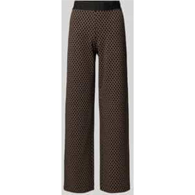 Wide leg stoffen broek met elastische band met label, model 'ELAINE'