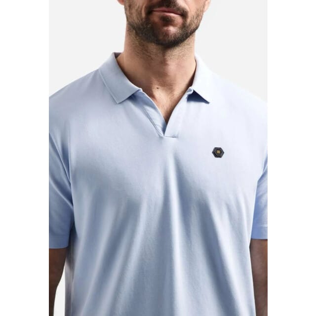 No Excess Polo short sleeve v-collar basic blue