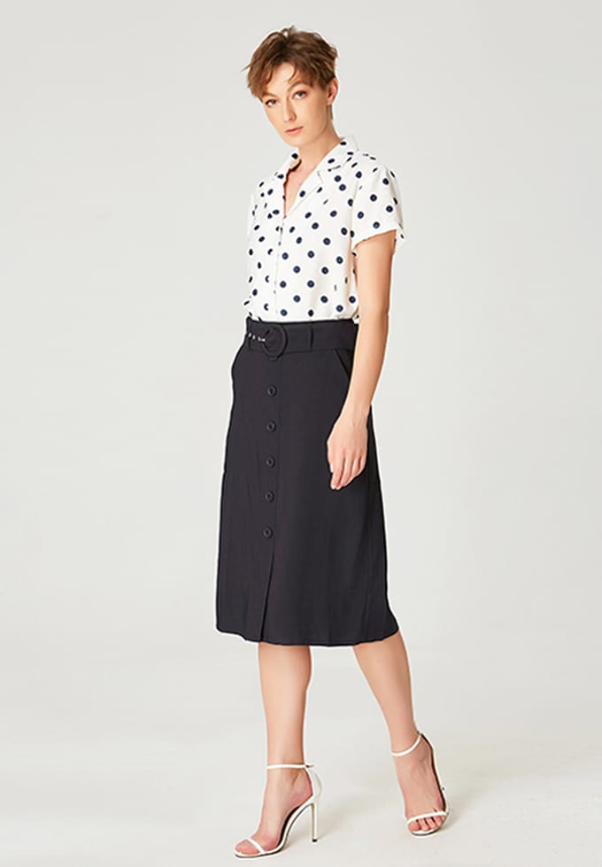 Shirt met korte mouwen en polka dot print