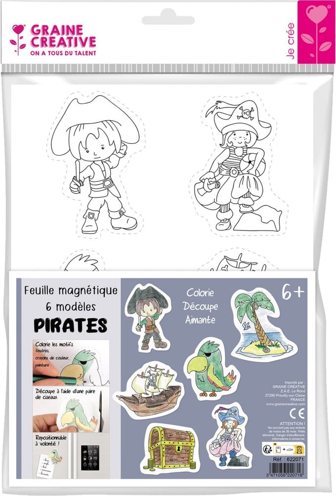 Graine Creative magneten knutselset piraten kleuren magneetpapier.