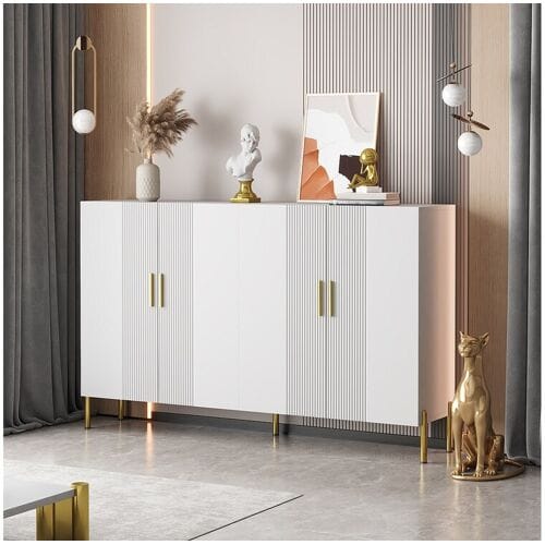 Merax Modern dressoir met 4 deuren - 160 x 36,5 x 100 cm - Spaanplaat - voor eetkamer - Wit
