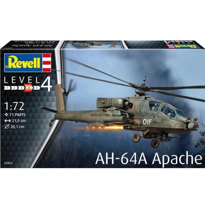 Revell Modelbouwpakket Militaire voertuigen - 03824 AH-64A Apache Heli Plastic - 1:72 - Modelbouw