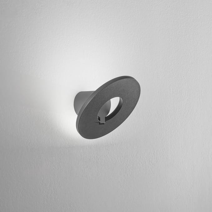 Fabas Luce LED buiten wandlamp Elite, donkergrijs, metaal, Ø 24 cm, IP54
