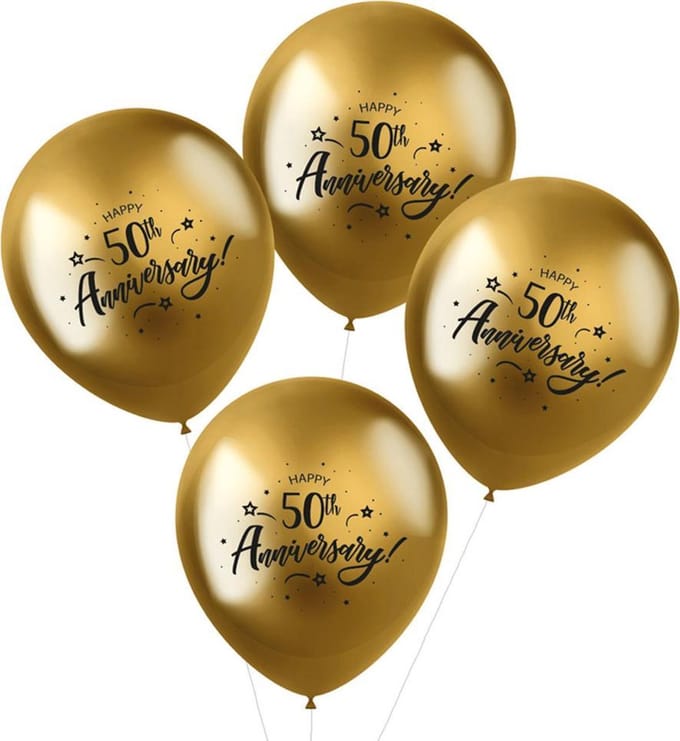 Ballonnen Shimmer 50th Anniversary 33cm - 4 stuks