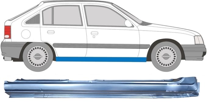 Volledige dorpel voor Opel Kadett E Astra 1984-1993 / Rechts