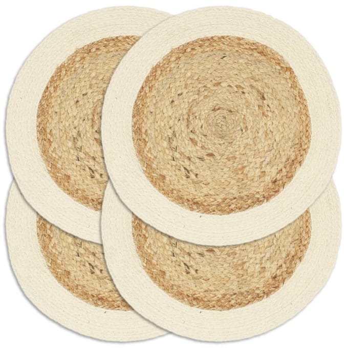 vidaXL - Placemats - 4 - st - rond - 38 - cm - jute - en - katoen - natuurlijk