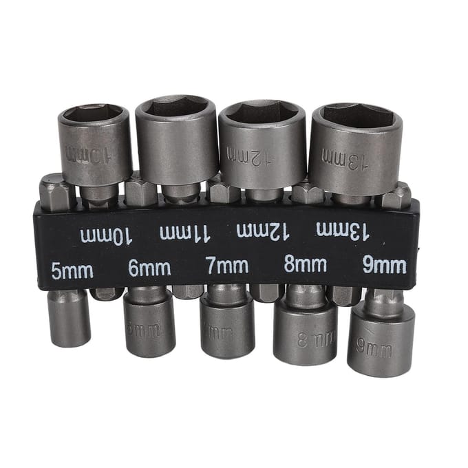 9 Stuks Dopbits 1/4 inch Zeskant Schacht Chroom-Vanadium Staal Schroevendraaierdoppen met Opberghouder