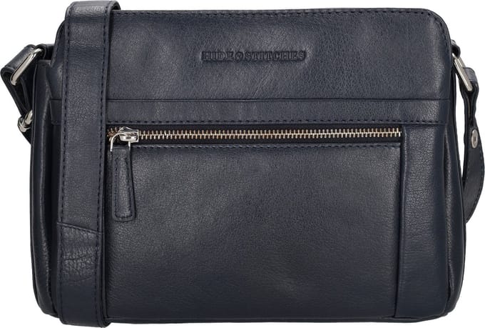 Hide & Stitches Mississippi Schoudertas - 100% Leer - Blauw
