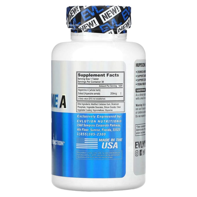 EVLution Nutrition, Huperzine A, 200 mcg, 30 comprimés