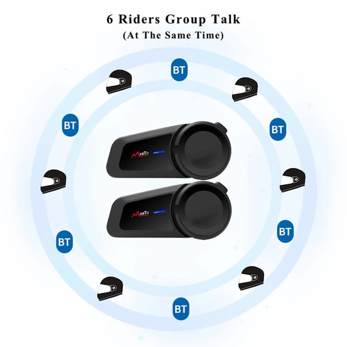 Maxto M2 BT Motorhelm Intercom FM Helm Waterdicht Moto Interphone Vervanging voor Vimoto zwart