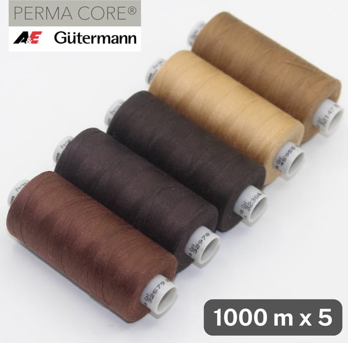 Gütermann Perma Core Polyestergaren - 5 x 1000 m - Bruine tinten