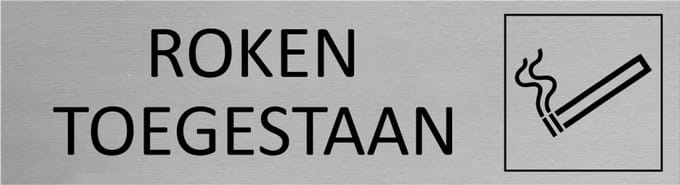 CombiCraft Aluminium deurbordje Roken toegestaan 165x45mm - per stuk