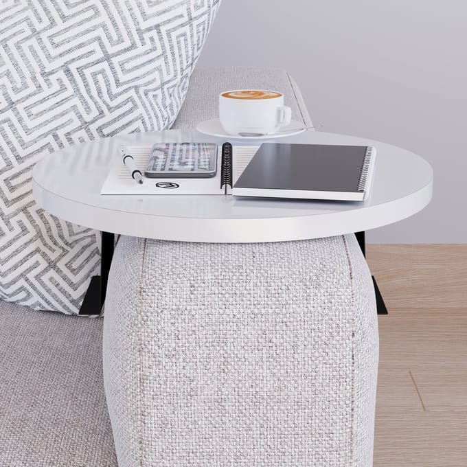 Dienblad armleuning Kuleskyd rond Ø34 cm wit [en.casa]