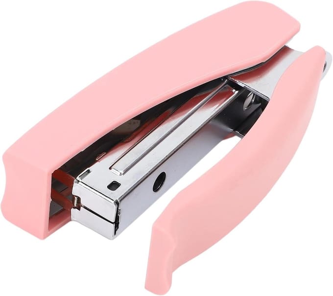 Desktop Nietmachine - Handpers Standaard - Papier Verwerken - Krachtige Bindmotor - 20 Vel Capaciteit - Rosé