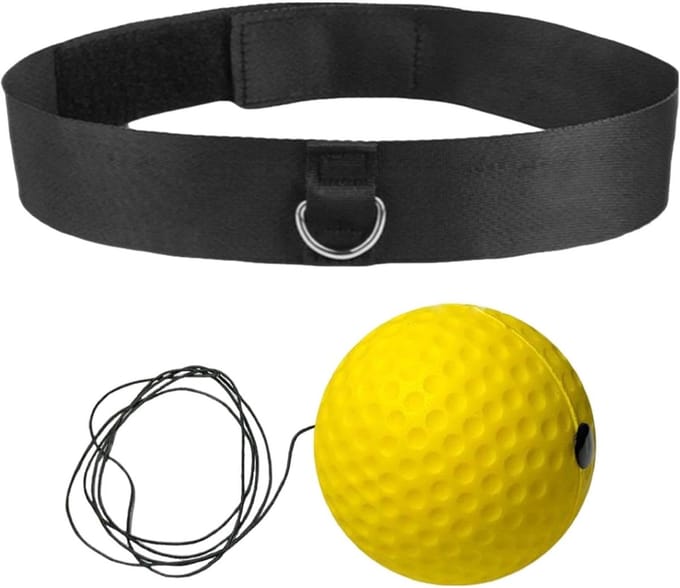 Boksbal Hoofdband - Reactie bal - Verbeteren reactiesnelheid - Zacht betrouwbaar materiaal - Compact formaat - Geel