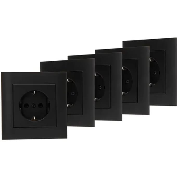 Kopp Athenis Stopcontact 1-voudig Geaard Mat-zwart 4+1 Gratis