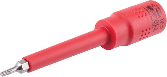 Wurth - VDE-dopsleutel, 3/8 inch, TX, lang - VDE 3/8 inch TX dopsleutel, lang x 1 st Soort aandrijving Binnenvierkant Aansluiting TX10
