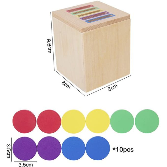 Jeu de Classification Montessori Éducation Précoce Boîte de Classification Lancer de Pièce Cognition des Couleurs Blocs d'Association de Formes Aide Pédagogique beige