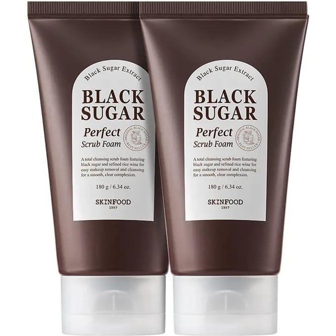SKINFOOD Zwarte Suiker Perfecte Scrub Schuim Dubbel Set 180g ×2 white