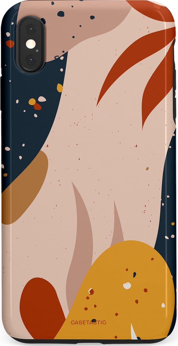 Casetastic hoesje geschikt voor Apple iPhone XS Max - Dubbellaagse bescherming - Terravorm - Fashion Case - Zand Donkergrijs Perzik Okergeel