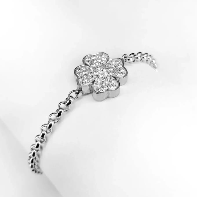 Damesarmband met 4 klavertjes cz Ponytail & Co