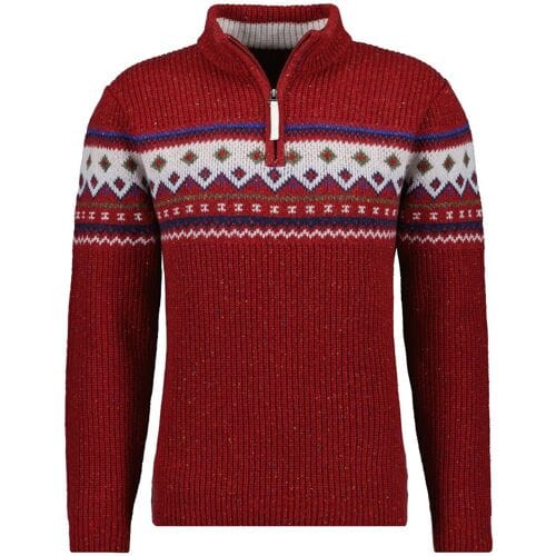Ragman Trui Stand Up Zip Collar Norwegian Style Pattern Roestrood / male