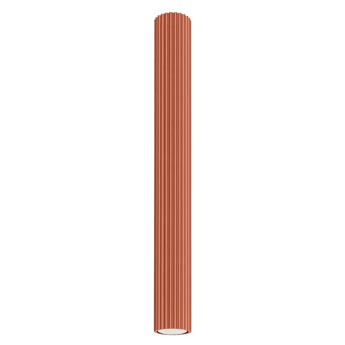 Plafondlamp KARBON 60 extra lange geribbelde buisspot van 60 cm - Sollux Lighting - IP20 - Okerrood aluminium behuizing - 6.5 x 6.5 x 60 cm - 1 x GU10 LED, exclusief lichtbron - Max. 10 W - Minimalistische plafondlamp voor gang, hal en woonkamer